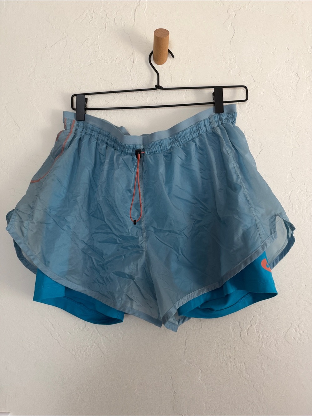Nike Women’s Light Blue Layered Athletic Shorts with Turquoise Liner